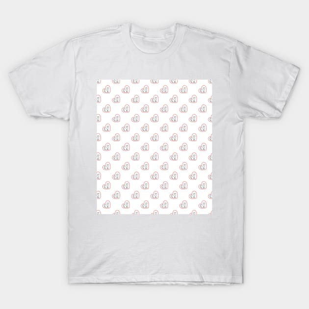 Cute Love Heart And Cats Pattern T-Shirt by 4U2NV-LDN